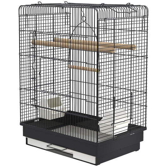 22" Bird Cage Flight Parrot House Playpen with Open Play Top and Feeding Bowl Perch Pet Furniture Black - Gallery Canada