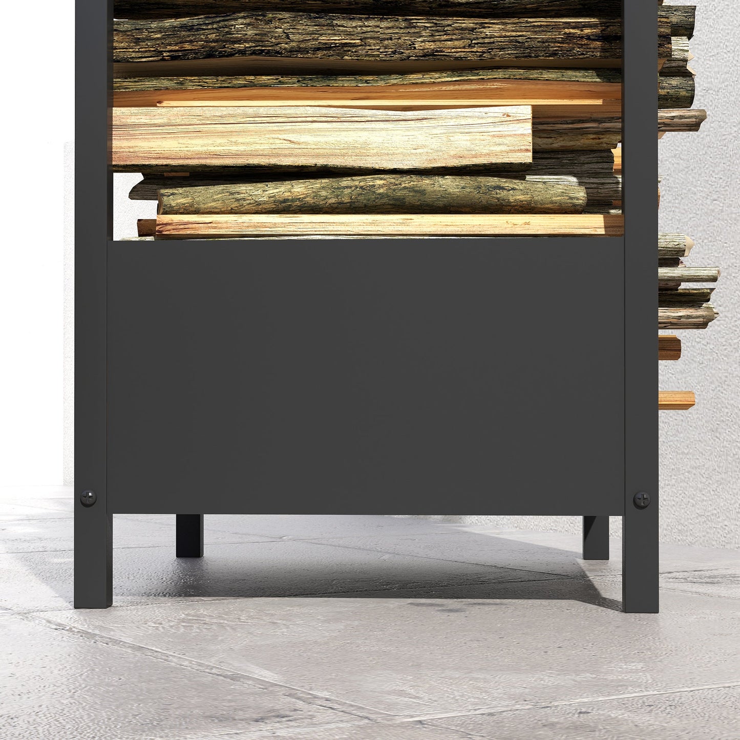 Firewood Rack, Log Holder for Fireplace, Outdoor Indoor Wood Storage Stacker, 15.4" x 13.8" x 29.9", Black at Gallery Canada