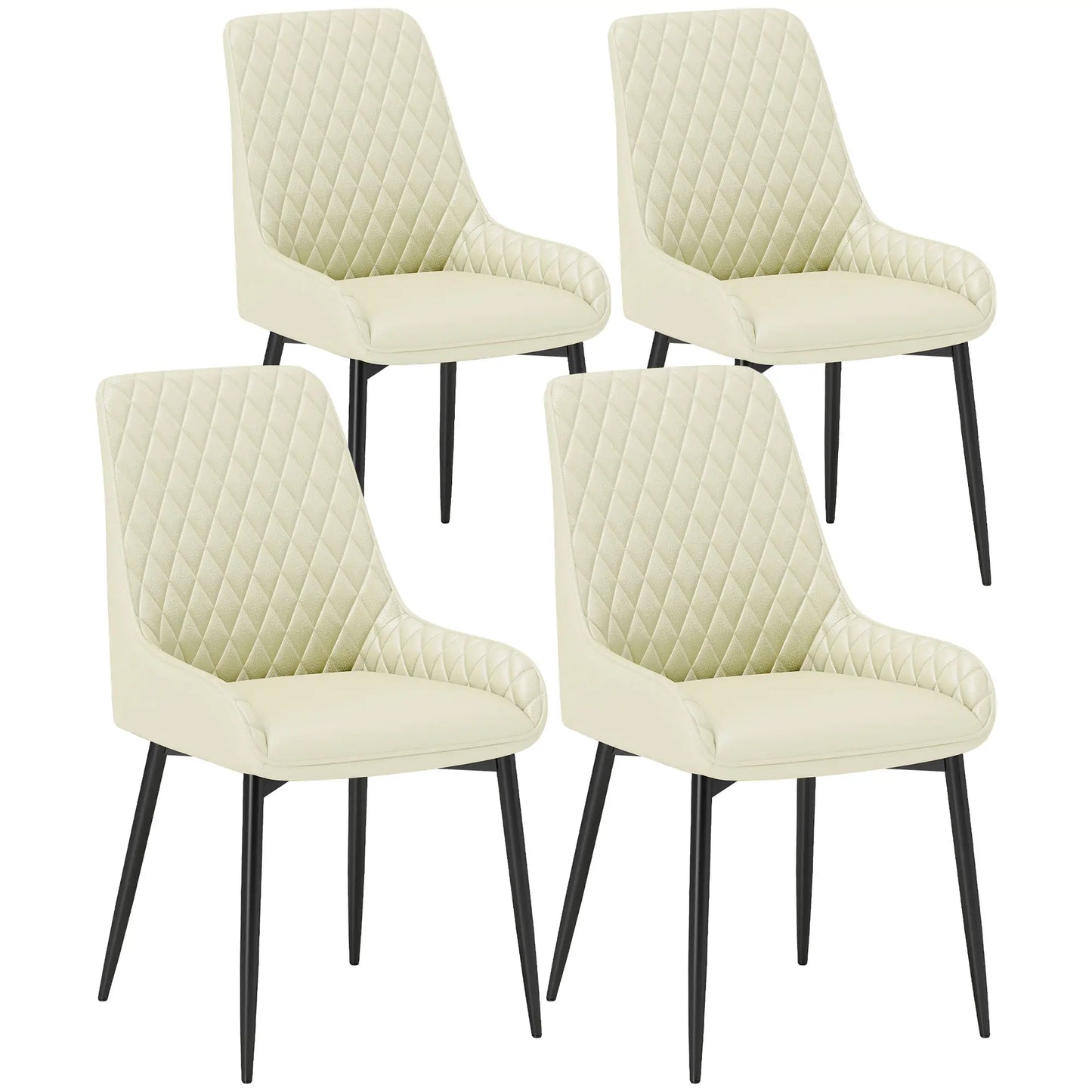 Modern Upholstered Dining Chairs, Set of 4, Diamond Tufting, Steel Legs, Cream Dining Chairs at Gallery Canada