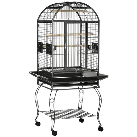 66" Bird Cage Parrot Cage for Conures, Cockatiels, Parrotlet with Play Top, Rolling Stand, Pull Out Tray, Storage Shelf - Gallery Canada