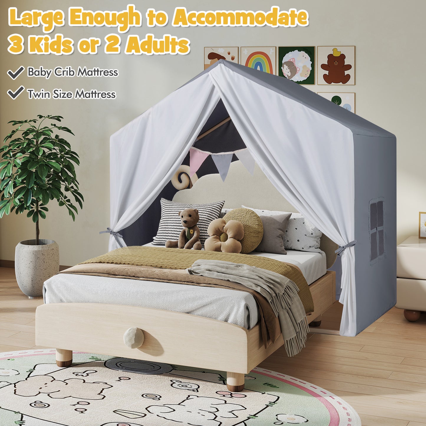 Kids Play Tent With Washable Cotton Mat, Gray Play Tents & Playhouse at Gallery Canada