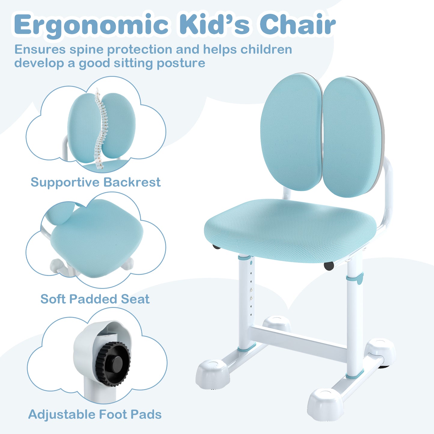 Kid's Study Desk, Tilt Desktop, Pen Holder, Blue Kids Table & Chair Sets at Gallery Canada