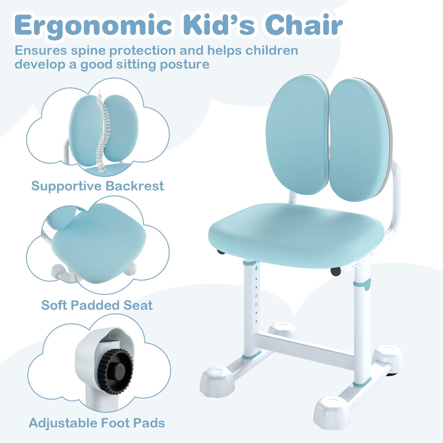 Kid's Study Desk, Tilt Desktop, Pen Holder, Blue Kids Table & Chair Sets at Gallery Canada