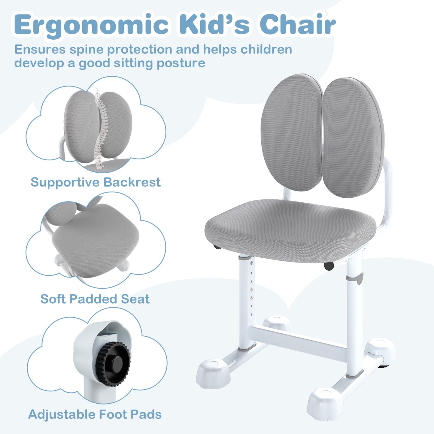 Kids Study Desk With Tilt Desktop, Pen Holder, Gray Kids Table & Chair Sets at Gallery Canada