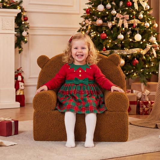 Kids Bear Sofa Toddler Foam Couch, Soft Fleece Fabric Cover, Brown Kids Chairs & Seating Brown at Gallery Canada