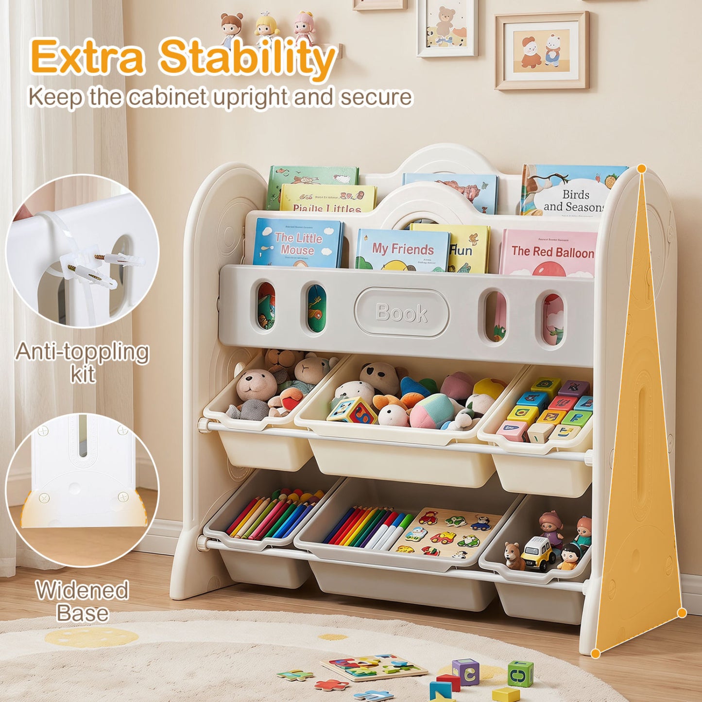 Kids Bookshelf With 2 Front-Facing Racks, Toy Storage Organizer Kids Storage at Gallery Canada