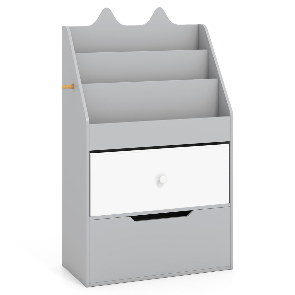 Étagère pour enfants, organisateur de rangement de jouets, tiroirs, crochet, gris