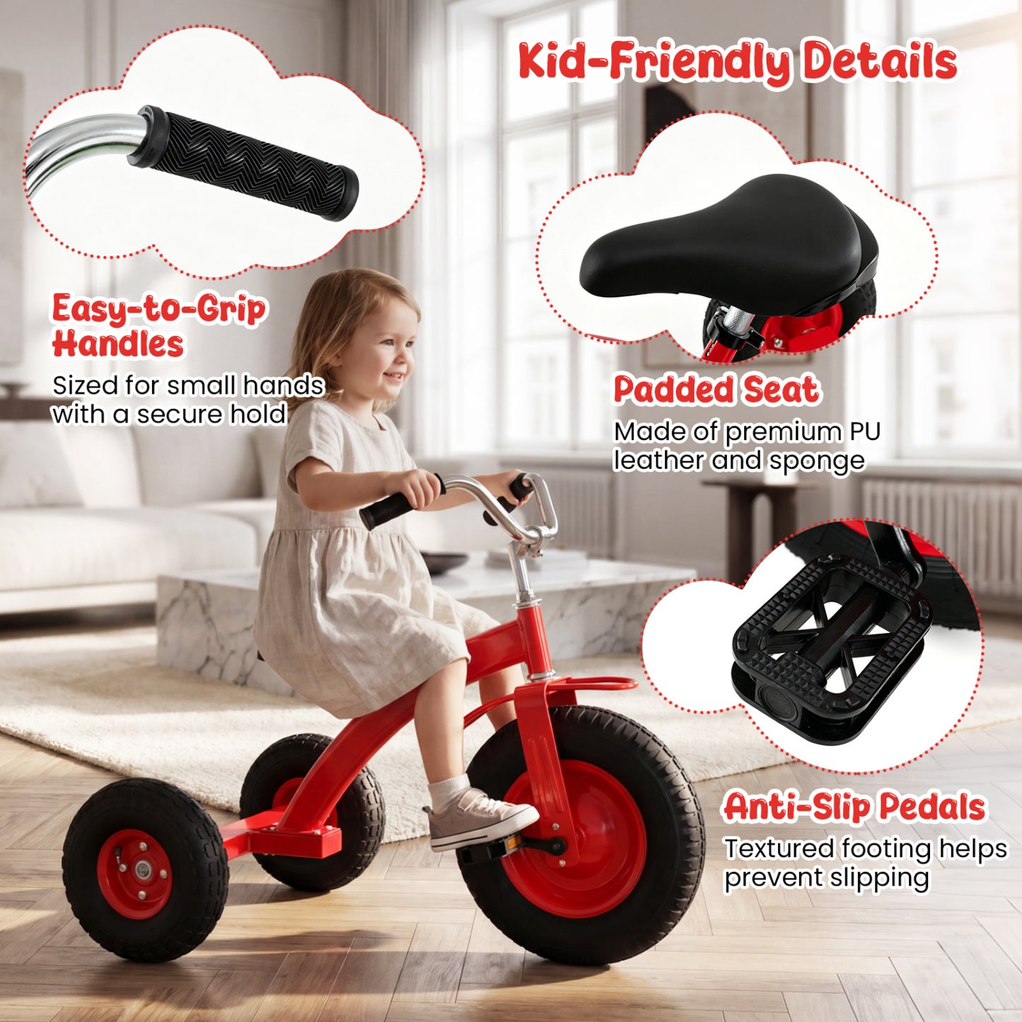 Kids Carbon Steel Bike with 15 Inch Inflatable Rubber Tires, Red Kids Bike at Gallery Canada