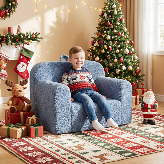Kids Portable Toddler Sofa, Anti-Slip Base, Blue Kids Chairs & Seating Blue at Gallery Canada