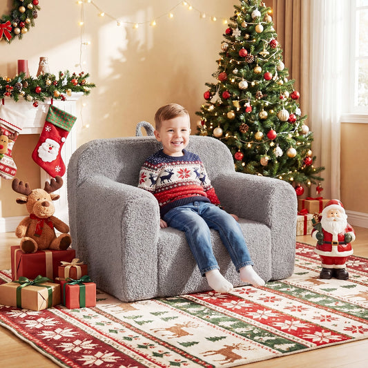 Portable Toddler Sofa With Anti-Slip Base, Gray Kids Chairs & Seating Gray at Gallery Canada