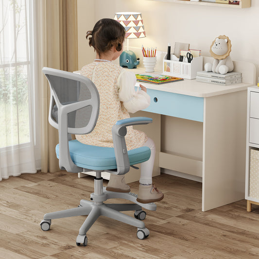 Kids Desk Chair, Adjustable Height, Armrest, Footrest, Blue