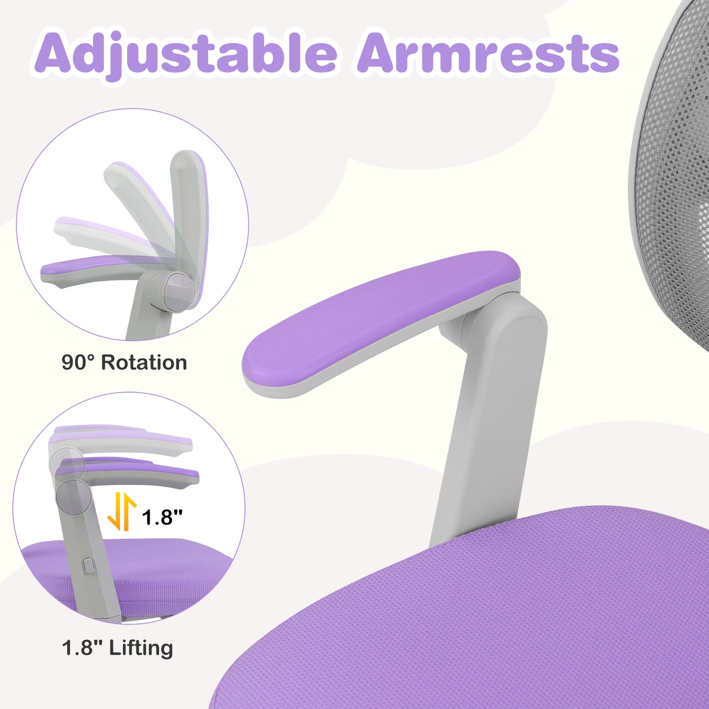 Kids Desk Chair, Adjustable Height, Armrest, Footrest, Purple Kids Chairs & Seating at Gallery Canada