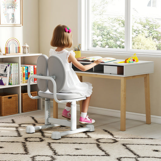 Kids Desk Chair Children Study Chair with Double Back Support and Adjustable Height, Gray Kids Chairs & Seating Gray at Gallery Canada