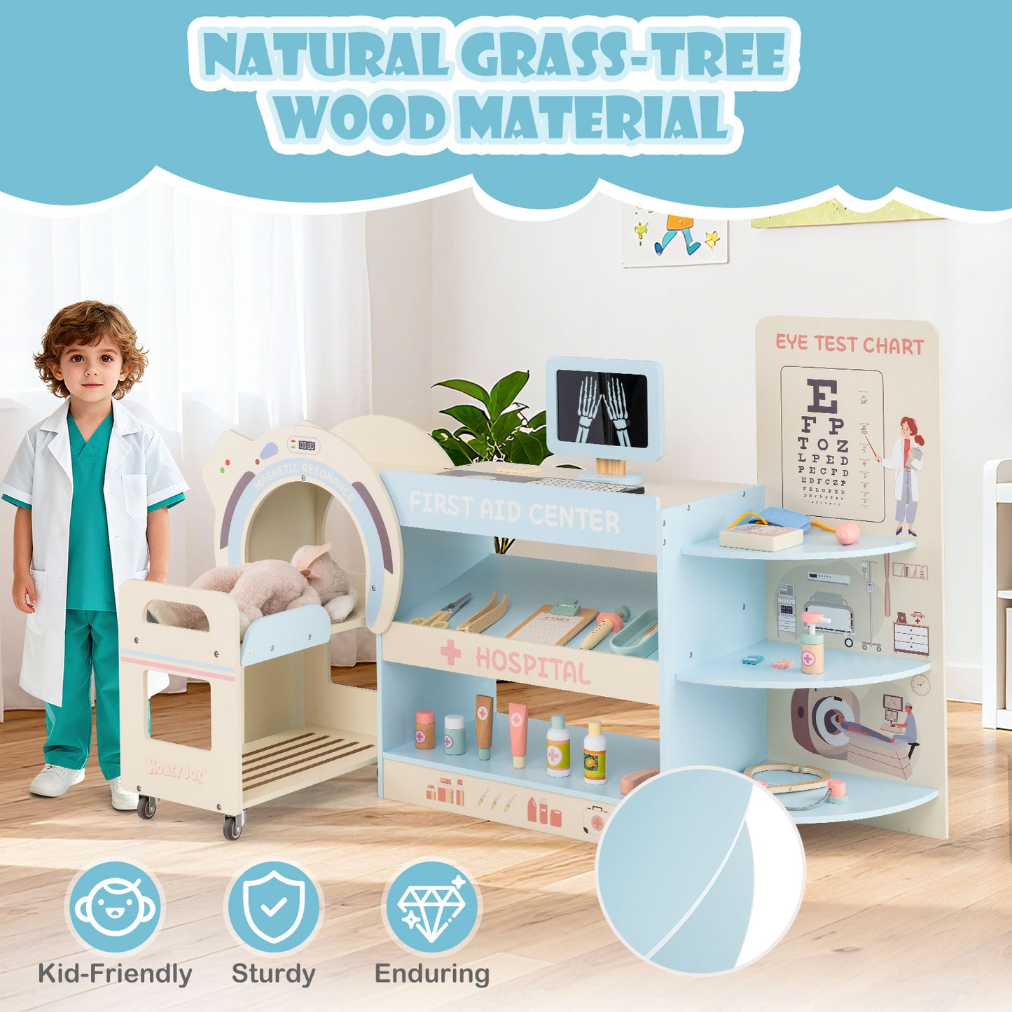 Kids Doctor Play Set, Wooden Hospital Office Kit, Blue Play Kitchen Sets at Gallery Canada