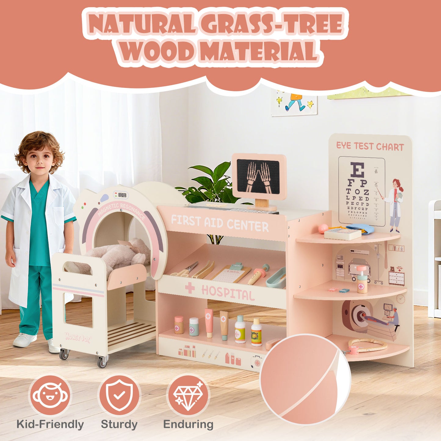 Kids Doctor Play Set, Wooden Hospital Office Kit, Pink Play Kitchen Sets at Gallery Canada