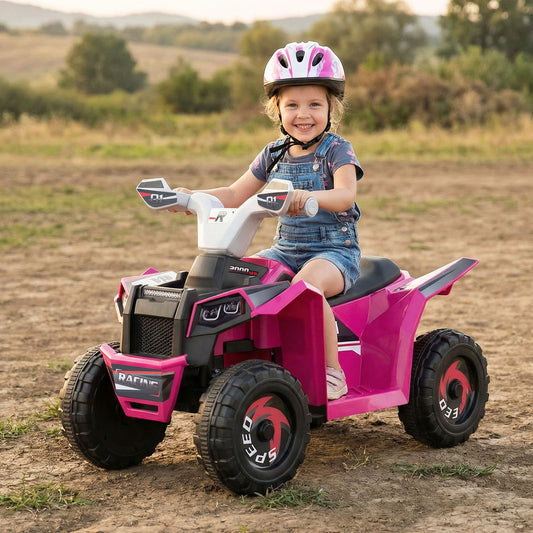 6V Kids Electric ATV Quad Car With Detachable Trailer, Red Powered Ride On Toys Red at Gallery Canada