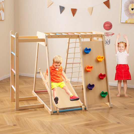 Kids Indoor Playground 6-in-1 Jungle Gym for 3-14 Years Olds, Macaron Climbers & Slides Macaron at Gallery Canada