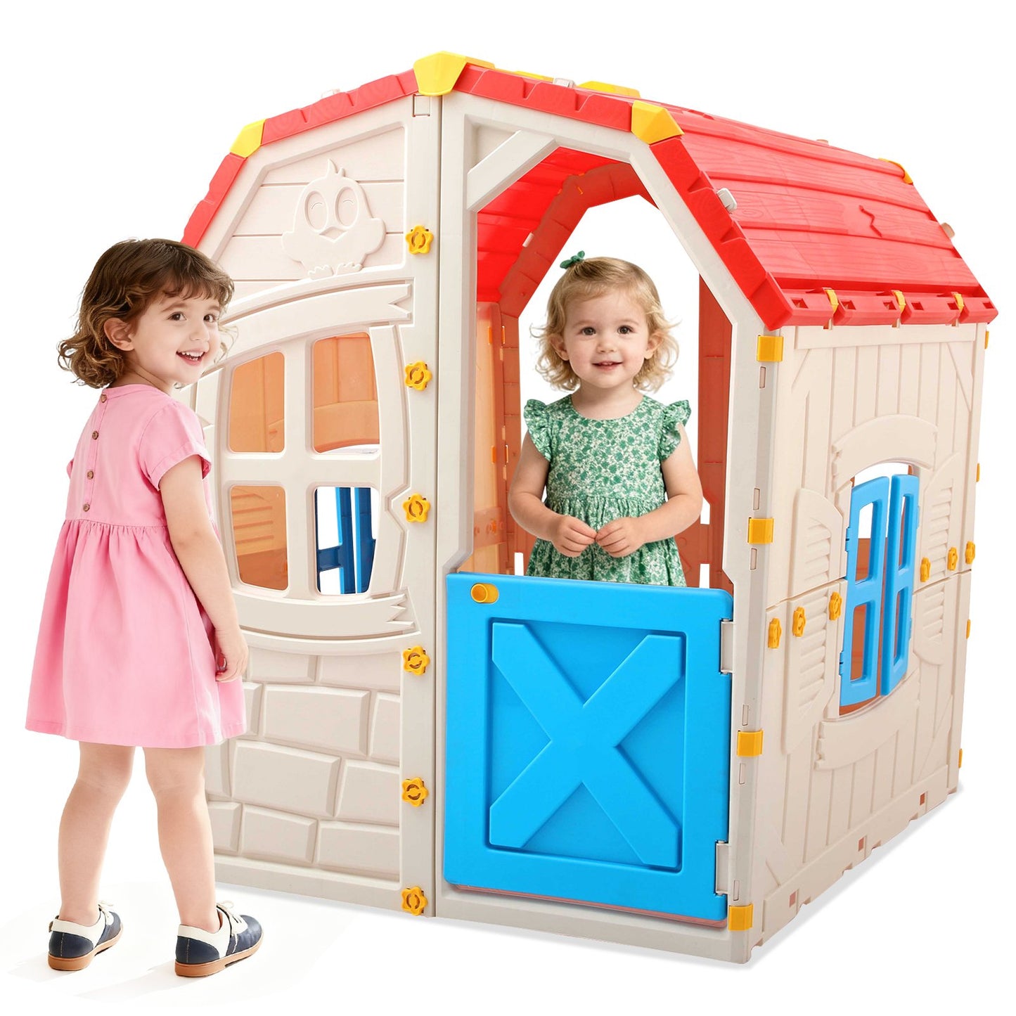 Kids Outdoor Playhouse with Openable Windows and Door for Indoor Room, Blue Play Tents & Playhouse at Gallery Canada