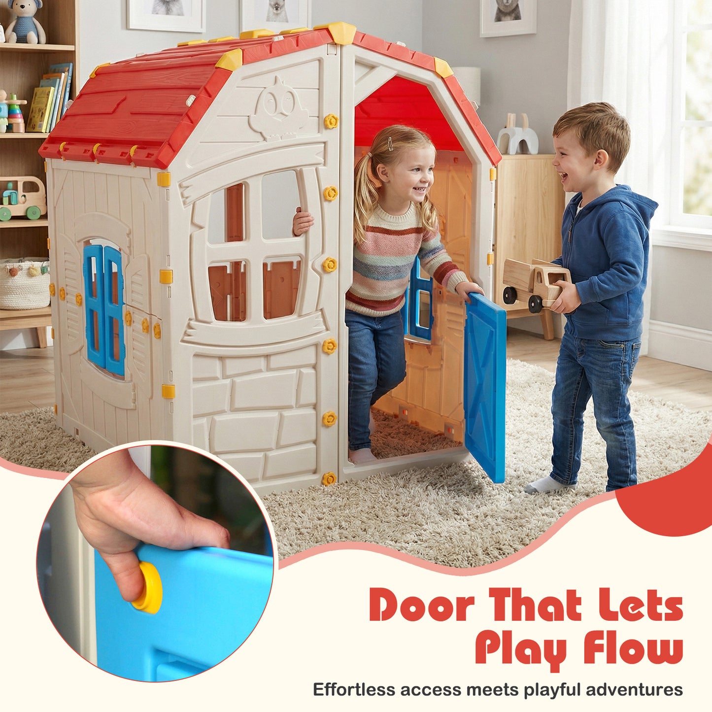 Kids Outdoor Playhouse with Openable Windows and Door for Indoor Room, Blue Play Tents & Playhouse at Gallery Canada