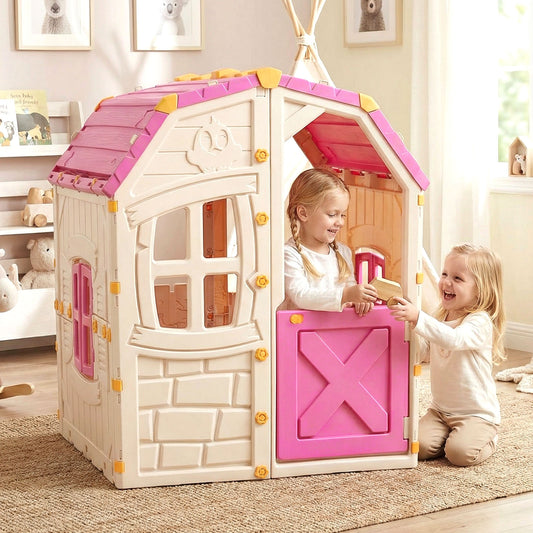 Kids Outdoor Playhouse with Openable Windows and Door for Indoor Room, Pink Play Tents & Playhouse Pink at Gallery Canada