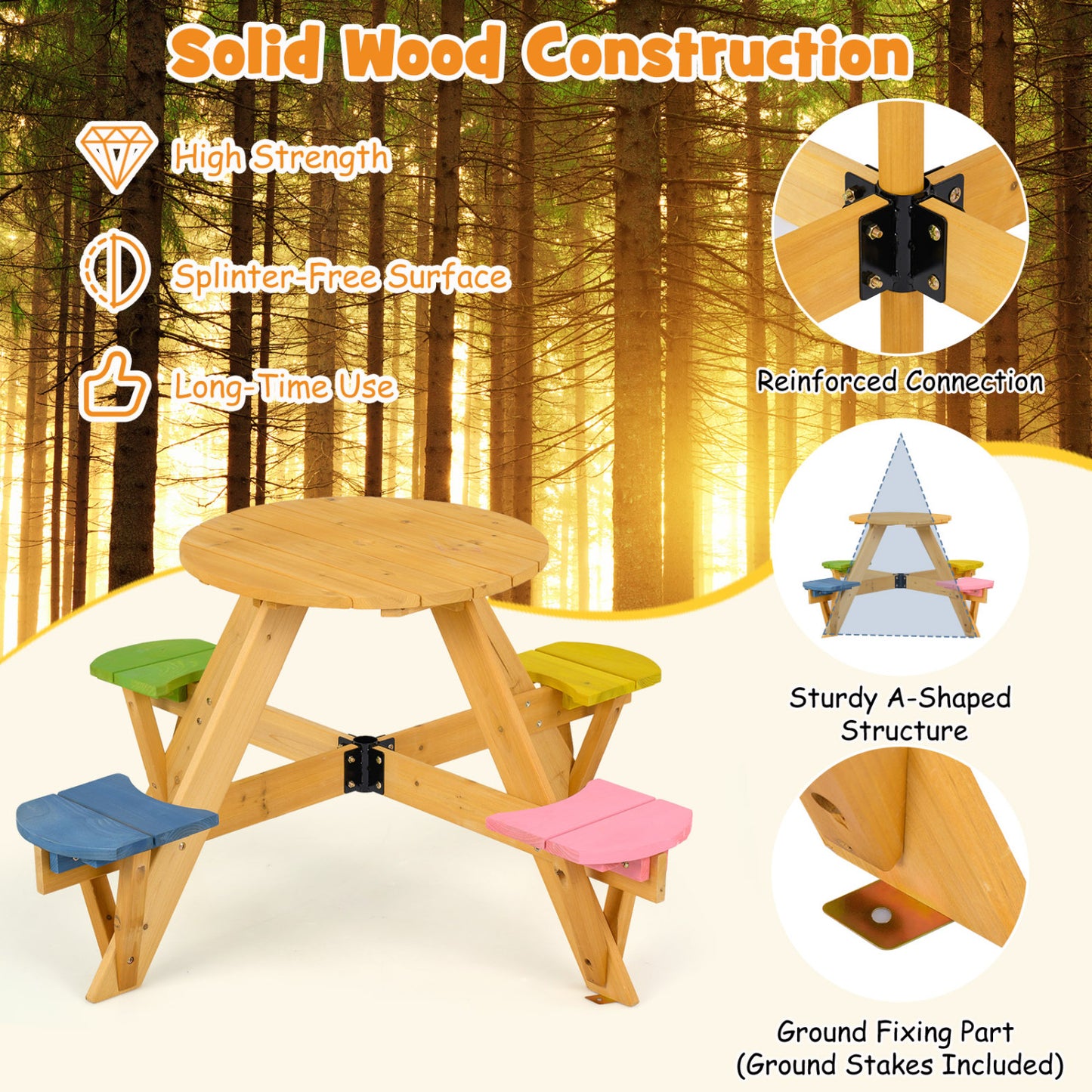 Kids Picnic Table With Stools, Foldable Adjustable Umbrella, Blue Kids Table & Chair Sets at Gallery Canada
