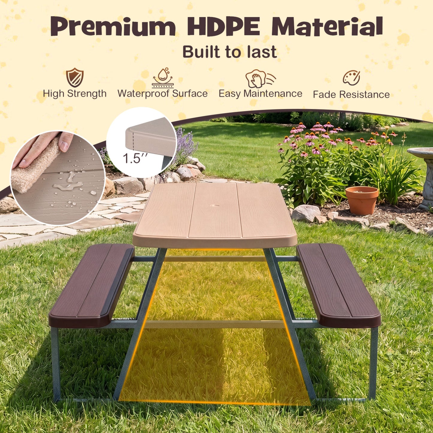 Kids Picnic Table with Benches, Brown Kids Table & Chair Sets at Gallery Canada