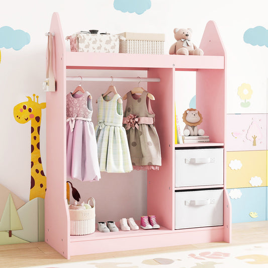 Kids Play Armoire Dresser with Cloth Hanger, Pink Kids Storage Pink at Gallery Canada