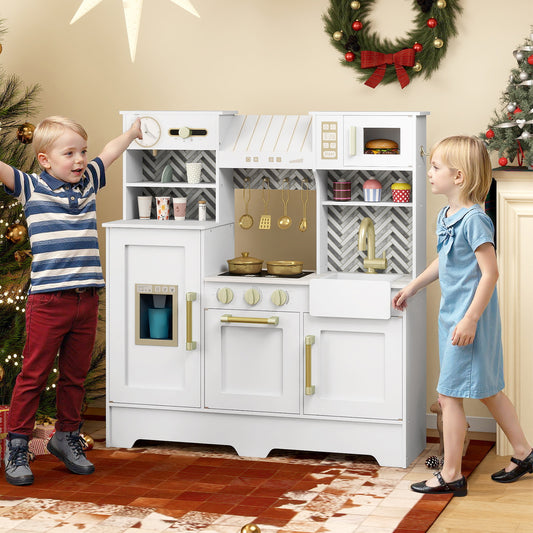 Kids Play Kitchen with Stoves and Faucet for Girls Boys Aged 3-6, White Play Kitchen Sets White at Gallery Canada