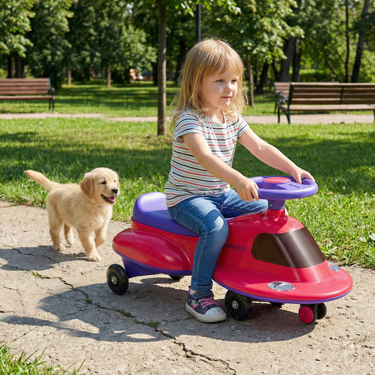 Kids Ride On Toy with Under-seat Storage and LED Flashing Wheels, Pink