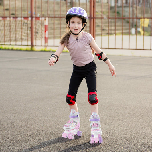 Kids Roller Skates 4 Sizes Adjustable Quad Skates with Light-up Wheels, Pink Toy Sports Pink at Gallery Canada