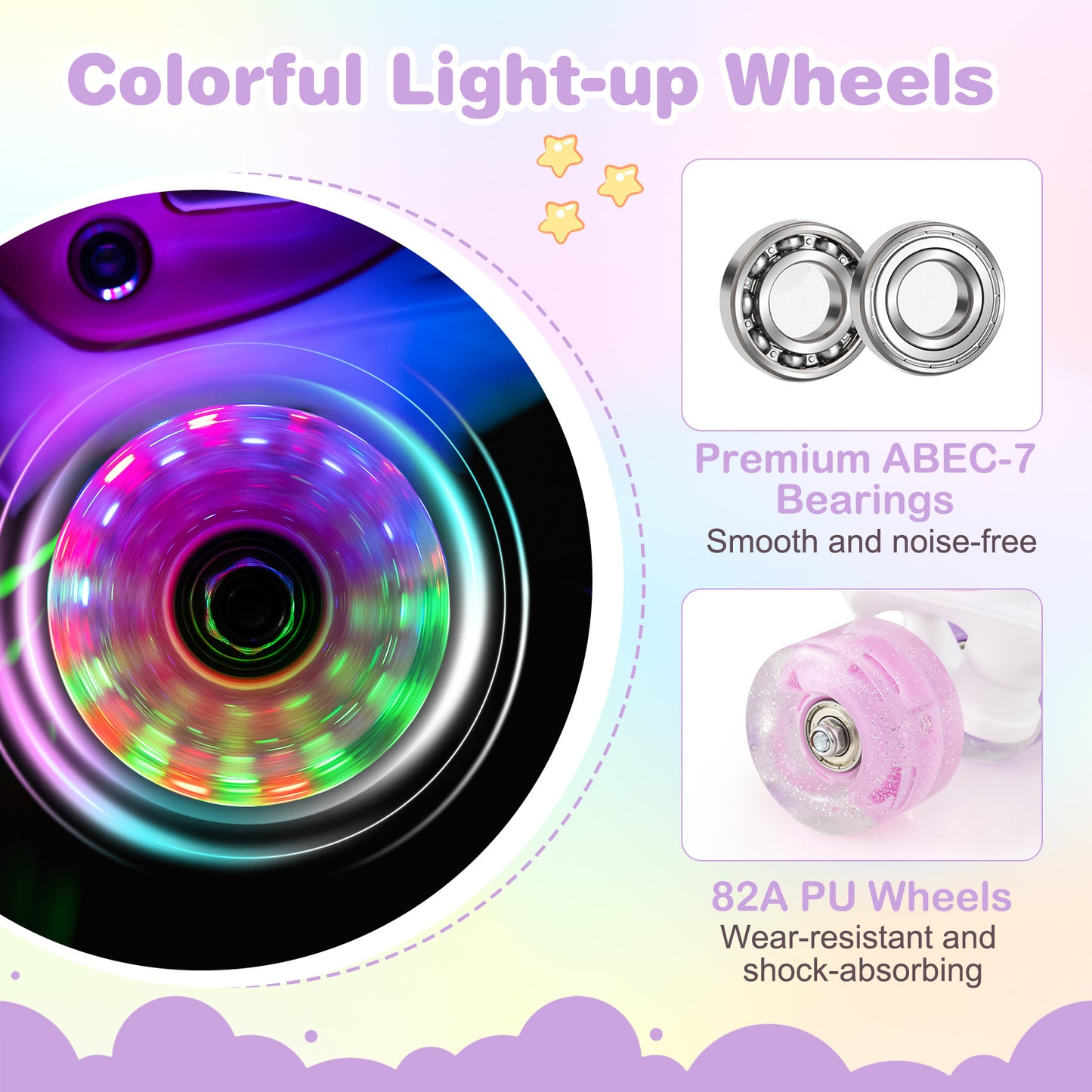 Kids Roller Skates 4 Sizes Adjustable Quad Skates with Light-up Wheels, Pink Toy Sports at Gallery Canada