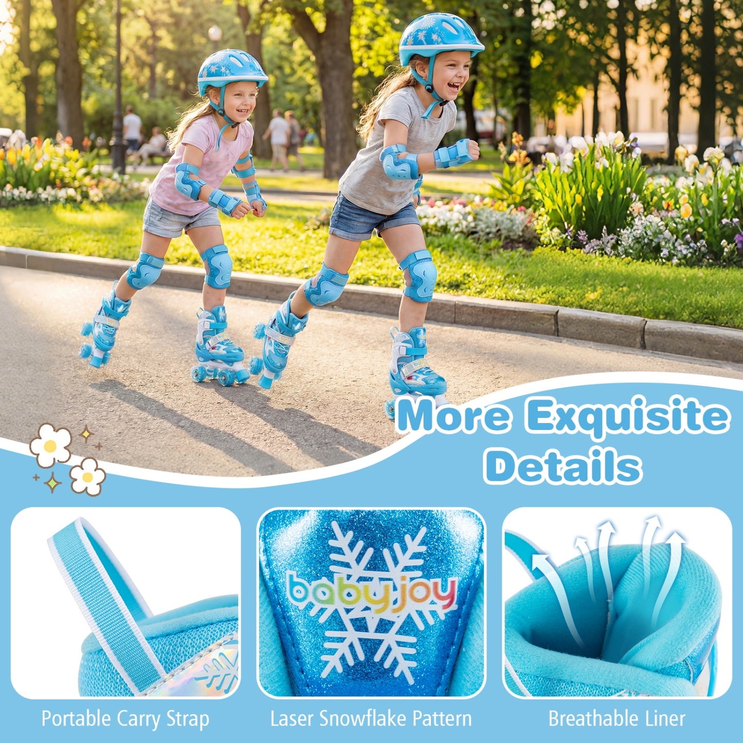 Kids Roller Skates 4 Sizes Adjustable with Light-up Wheels for Toddler Aged 5-7 (S), Blue Toy Sports at Gallery Canada