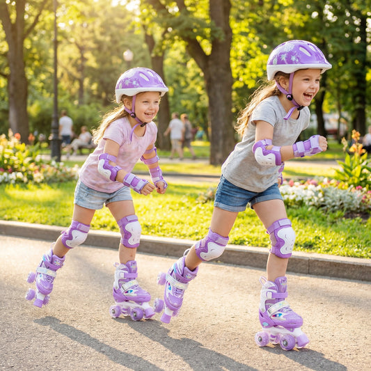 Kids Roller Skates 4 Sizes Adjustable with Light-up Wheels for Toddler Aged 5-7 (S), Purple Toy Sports Purple at Gallery Canada