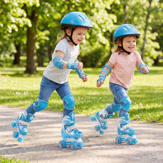 Kids Roller Skates 4 Sizes Adjustable with Light-up Wheels for Toddler Aged 3-4 (XS), Blue Toy Sports Blue at Gallery Canada