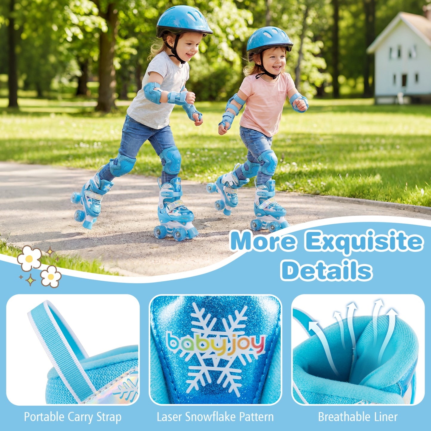 Kids Roller Skates 4 Sizes Adjustable with Light-up Wheels for Toddler Aged 3-4 (XS), Blue Toy Sports at Gallery Canada