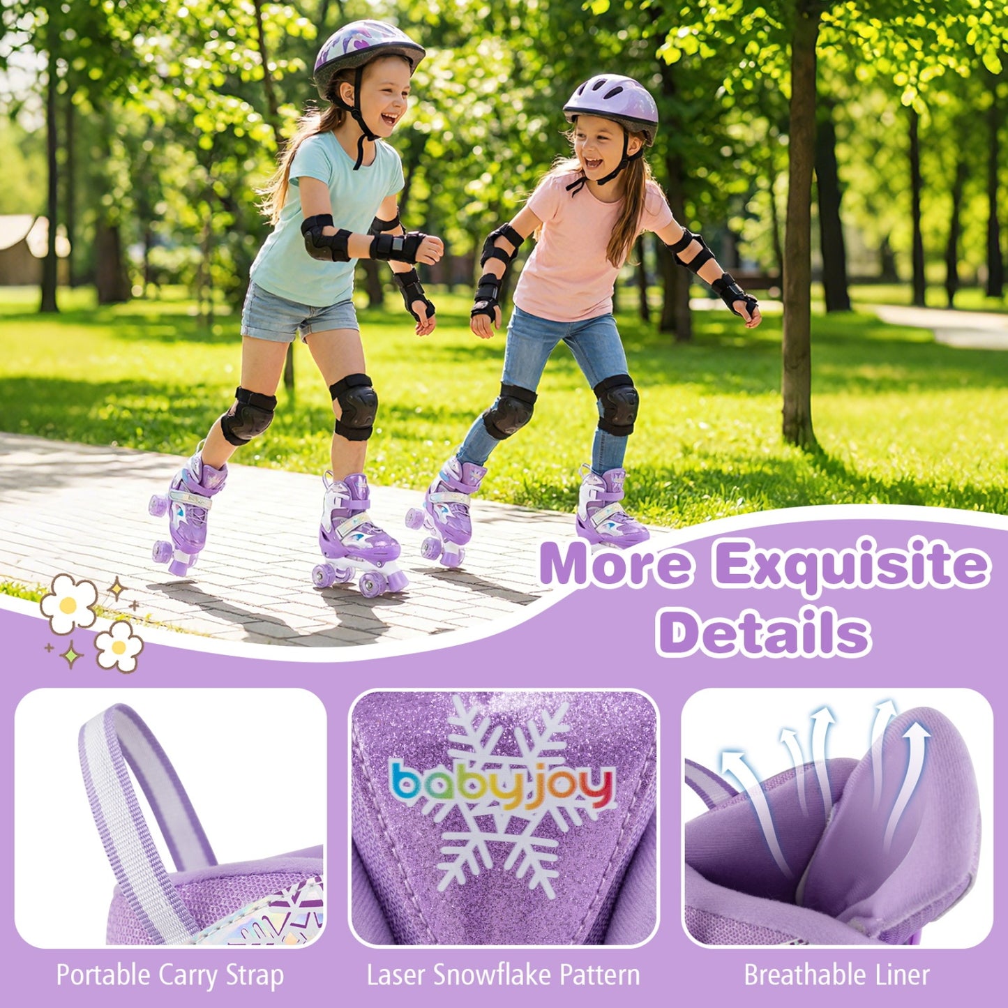 Kids Roller Skates, Light-Up Wheels, Safety Protection, Purple Toy Sports at Gallery Canada