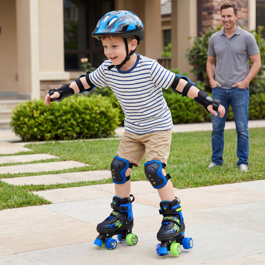 Kids Adjustable Quad Roller Skates, 4 Sizes, Light-Up Wheels, Navy Toy Sports Navy at Gallery Canada