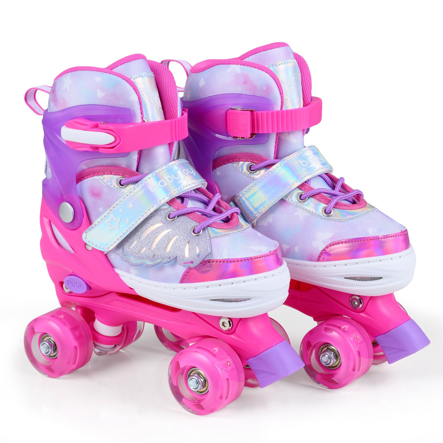 Kids Roller Skates, Ages 7-9, 4 Light Up Wheels, Pink Toy Sports Pink at Gallery Canada