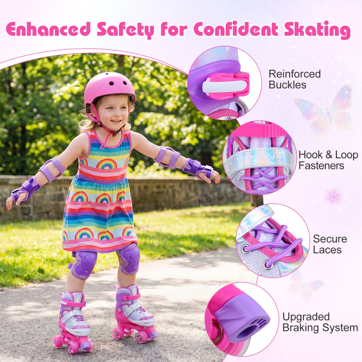 Kids Roller Skates, Ages 5-7, 4 Light-Up Wheels, Pink Toy Sports at Gallery Canada
