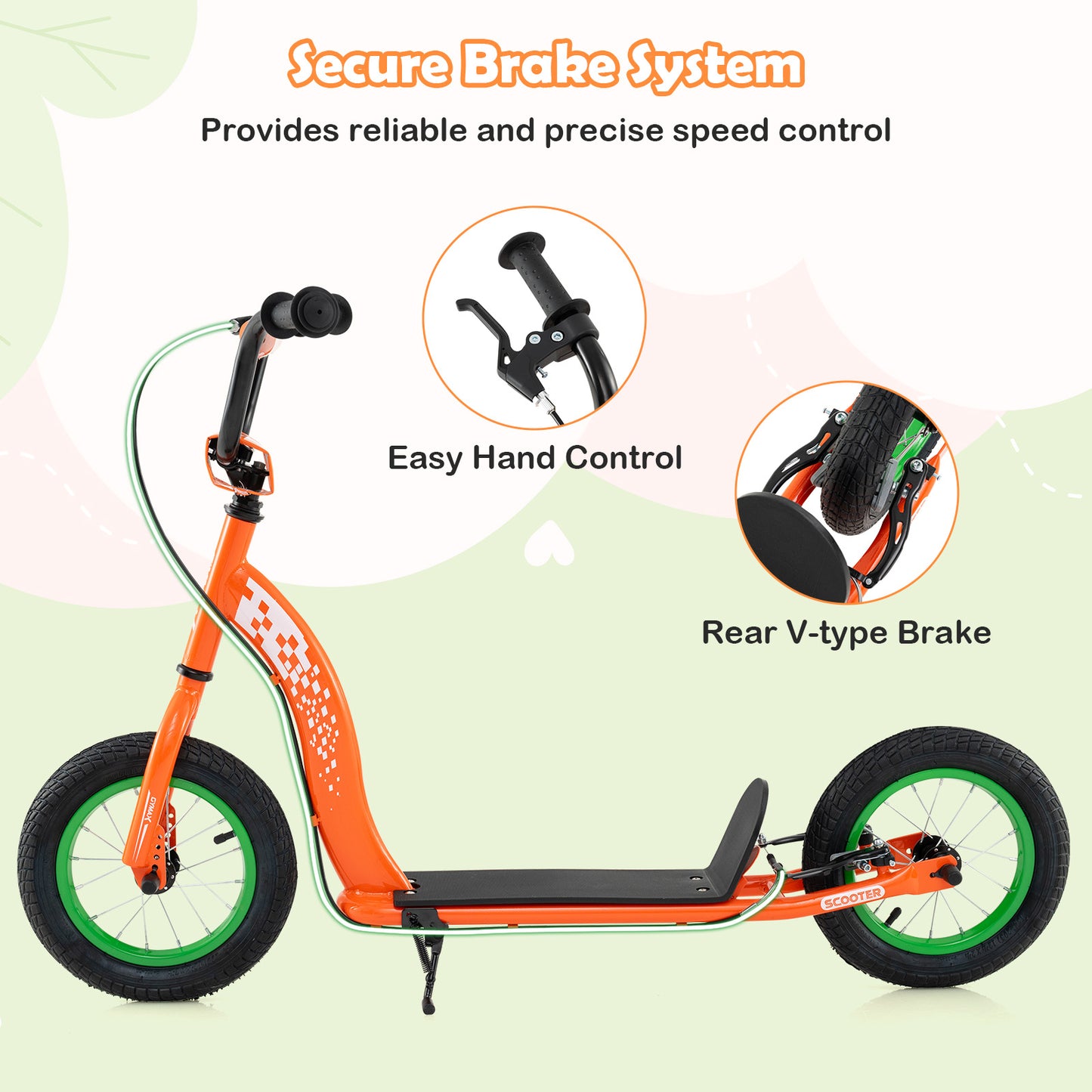 Kids Scooter, Adjustable Height, 12-Inch Wheels, Orange Scooters at Gallery Canada