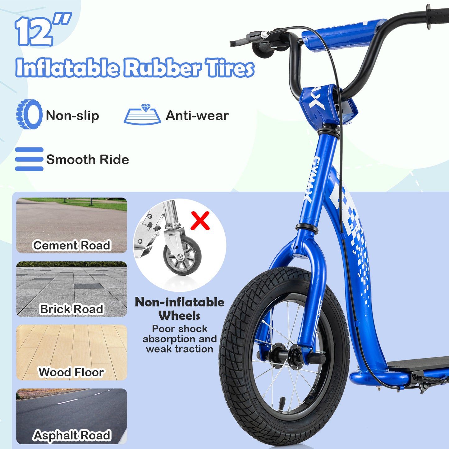 Kids Scooter, Adjustable Height, 12-Inch Wheels, Navy Scooters at Gallery Canada