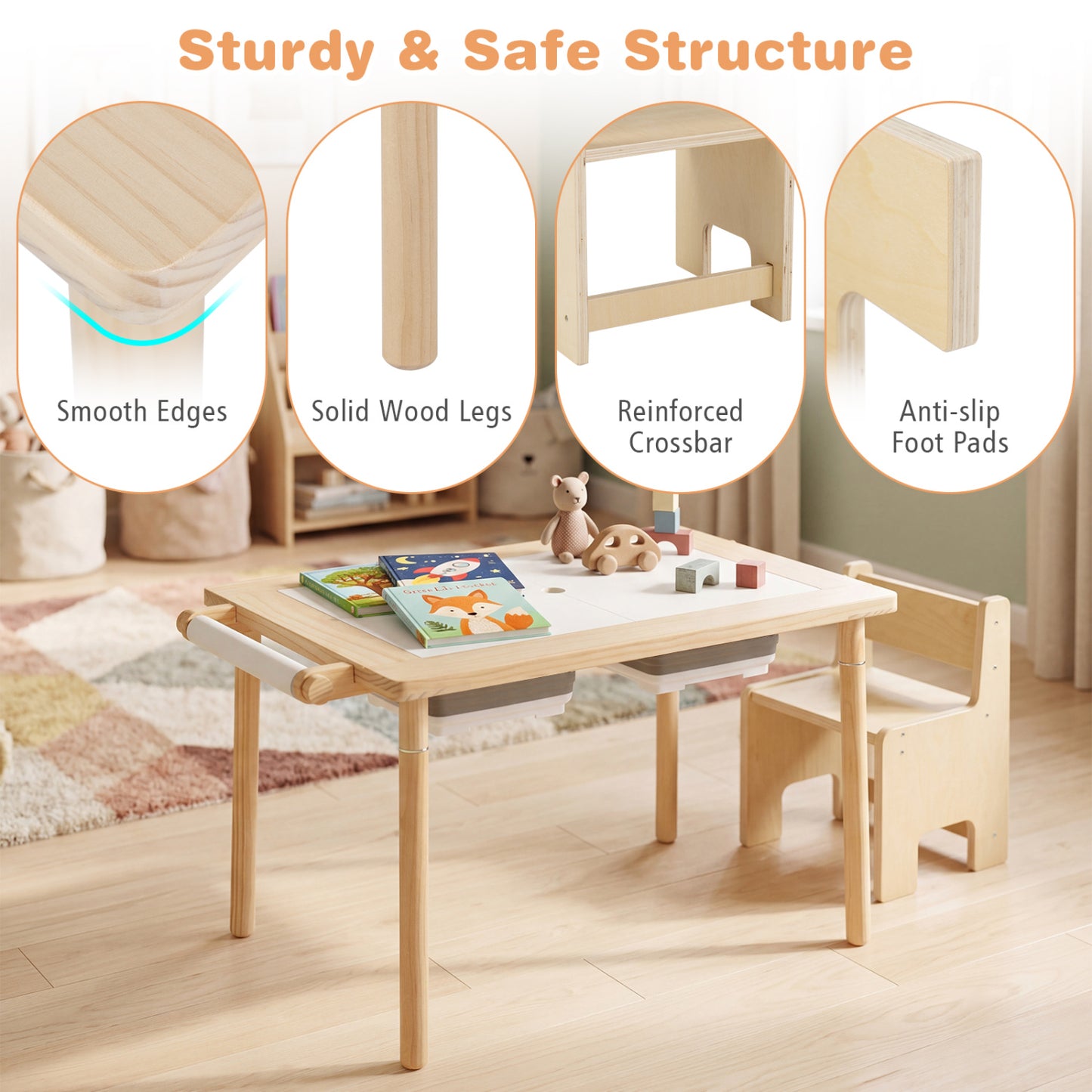 Kid's Sensory Table, Adjustable Height, Storage Bins, Natural Kids Table & Chair Sets at Gallery Canada