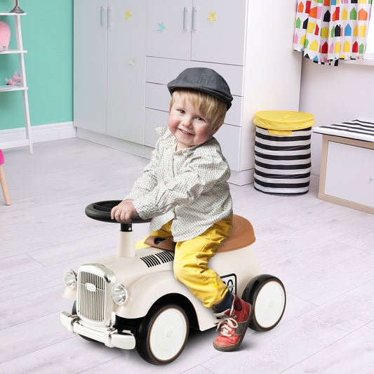 Kids Sit To Stand Vehicle, With Steering Wheel And Storage, White Push & Pedal Ride On Toys White at Gallery Canada