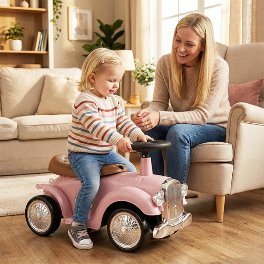 Kids Sit To Stand Vehicle, Working Steering Wheel, Under Seat Storage, Pink Push & Pedal Ride On Toys Pink at Gallery Canada