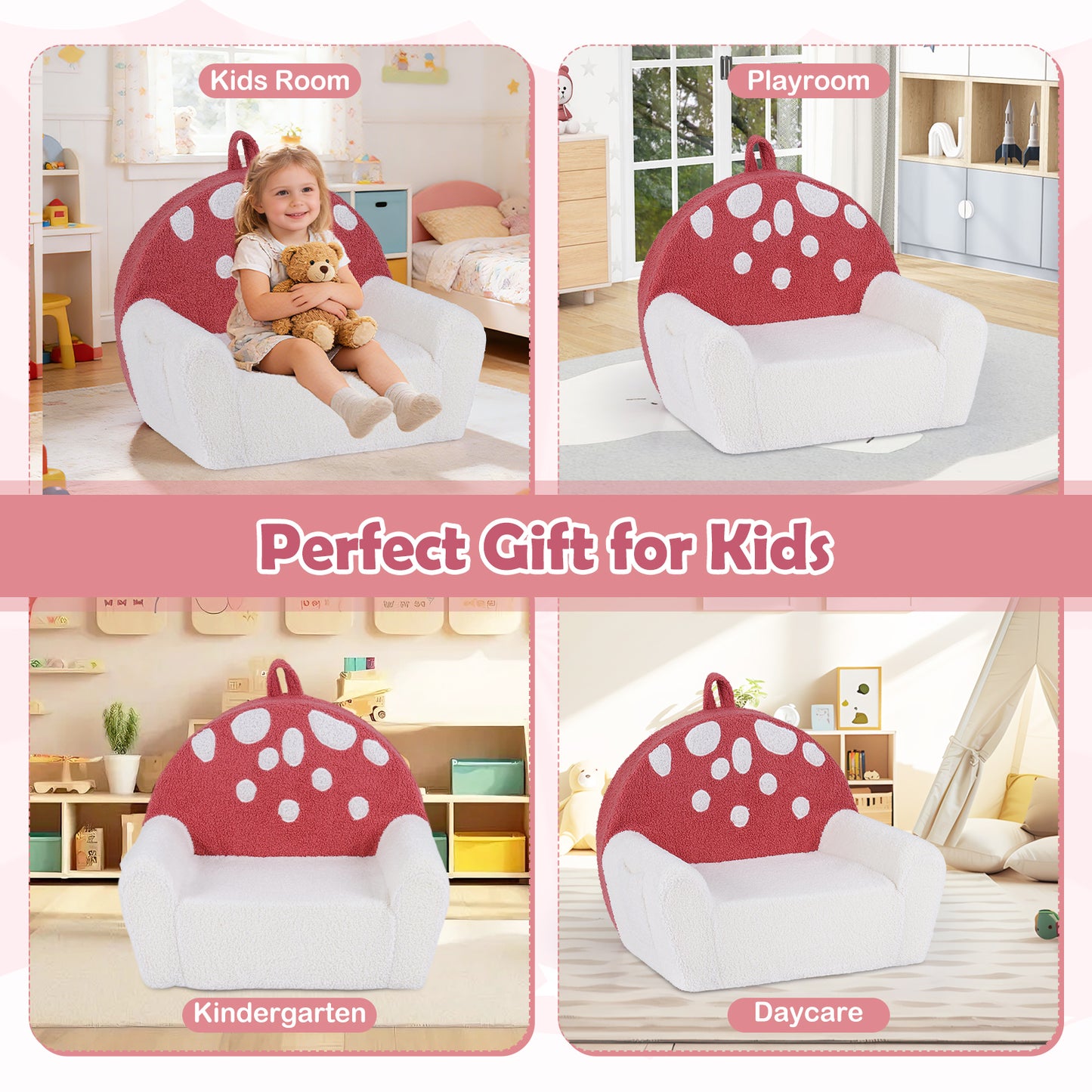 Kids Sofa Toddler Foam Couch, Soft Fleece Fabric Cover, Red, Beige Kids Chairs & Seating at Gallery Canada