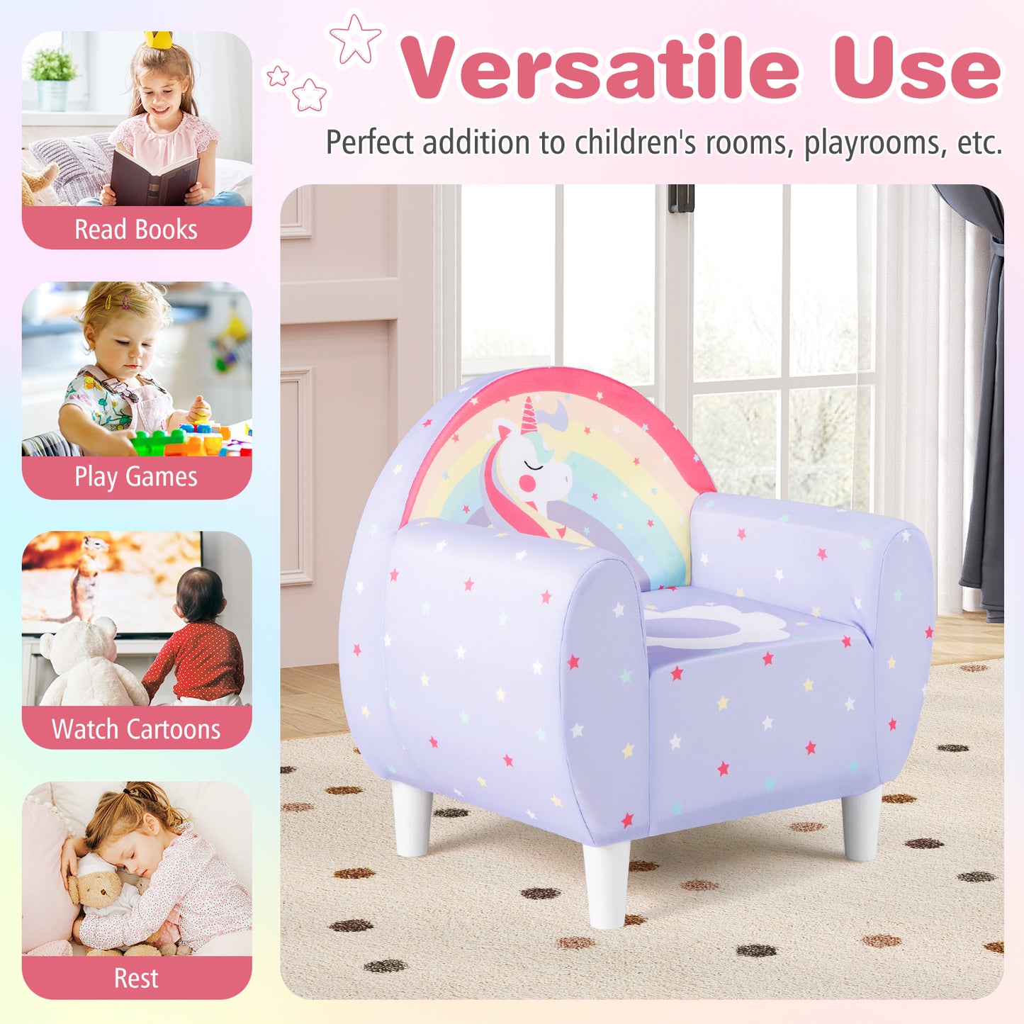 Kids Sofa with Breathable Spandex Fabric and High-density Sponge Filling for Boys and Girls, Purple Kids Chairs & Seating at Gallery Canada