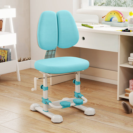 Kids Study Chair, Adjustable Double Backrest, Footrest, Blue