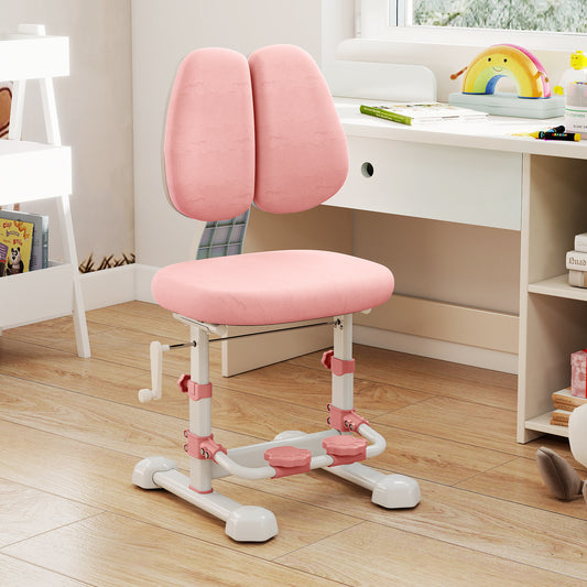 Kids Study Chair, Adjustable Double Backrest, Footrest, Pink Kids Chairs & Seating Pink at Gallery Canada
