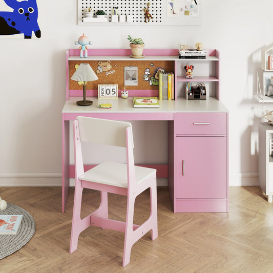 Kids Study Desk and Chair Set Student Table and Chair-White + Pink, White & Pink Kids Table & Chair Sets White & Pink at Gallery Canada