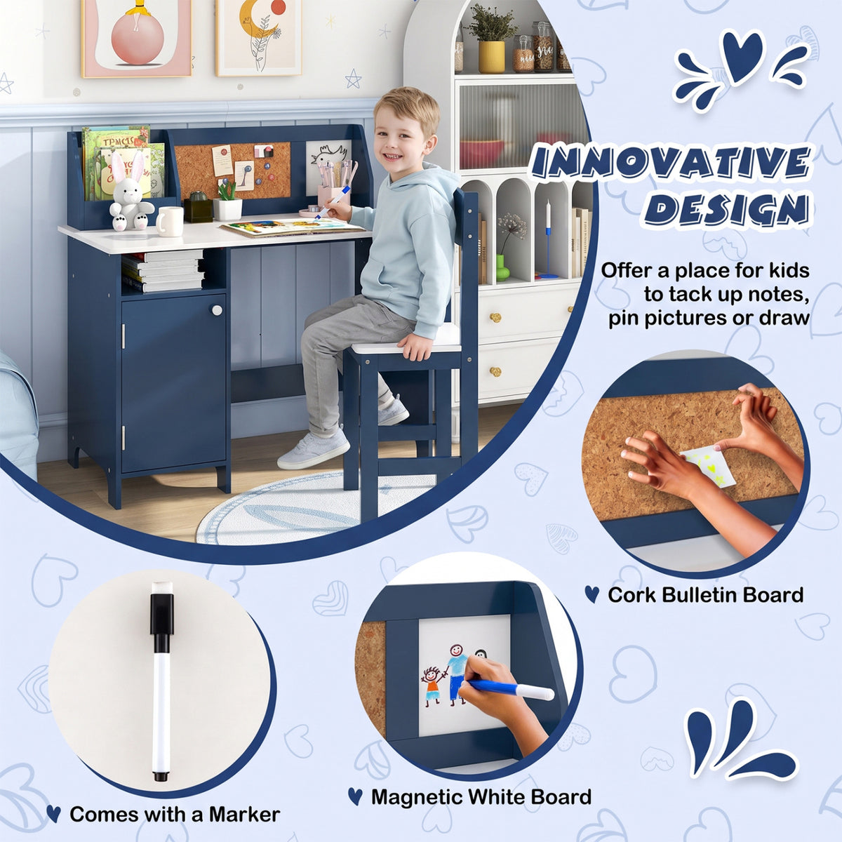 Kids Table Chair Set, Bookshelf Cabinet, Blue Kids Table & Chair Sets at Gallery Canada